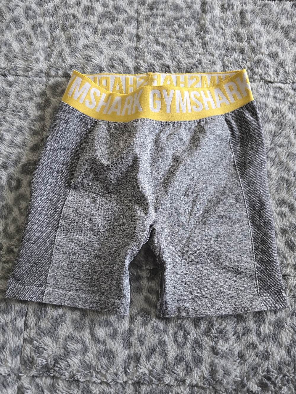 Gymshark Gray Seamless Shorts with Yellow Branded Waistband